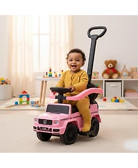 Best Ride On Cars Kids Outdoor Stroller Mercedes G-Wagon 3 in 1 Push Car, Baby Pink