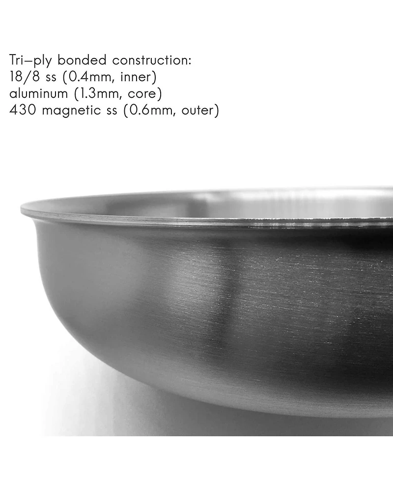 Megacasa 8-Inch Triple-Ply Stainless Steel Fry Pan with Lid