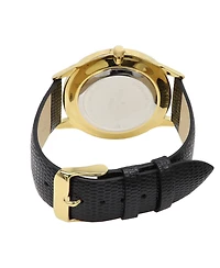 Peugeot Men's 40mm Wafer Slim Round Gold-Plated Case Watch-Black