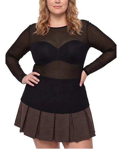 Torrid Plus Mesh Crew Long-Sleeve Top