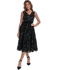 Eliza J Women's Sleeveless V-Neck Floral-Print Dress