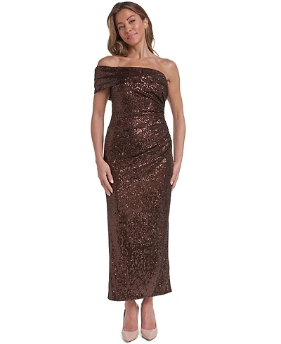 Eliza J Women's Sequin Ruched One-Shoulder Sheath Dress