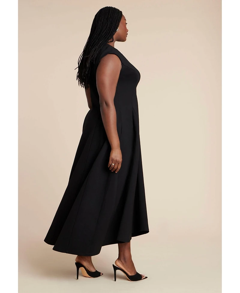 Eloquii Women's Notch Seam Detail Ponte Dress