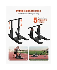Sugift Steel Power Weight Sled with Adjustable T-Bar Handle and Pulling Harness