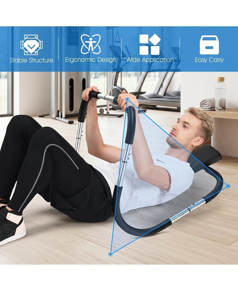 Gymax Portable Ab Trainer Fitness Crunch Workout Exerciser with Headrest Home Office Gym