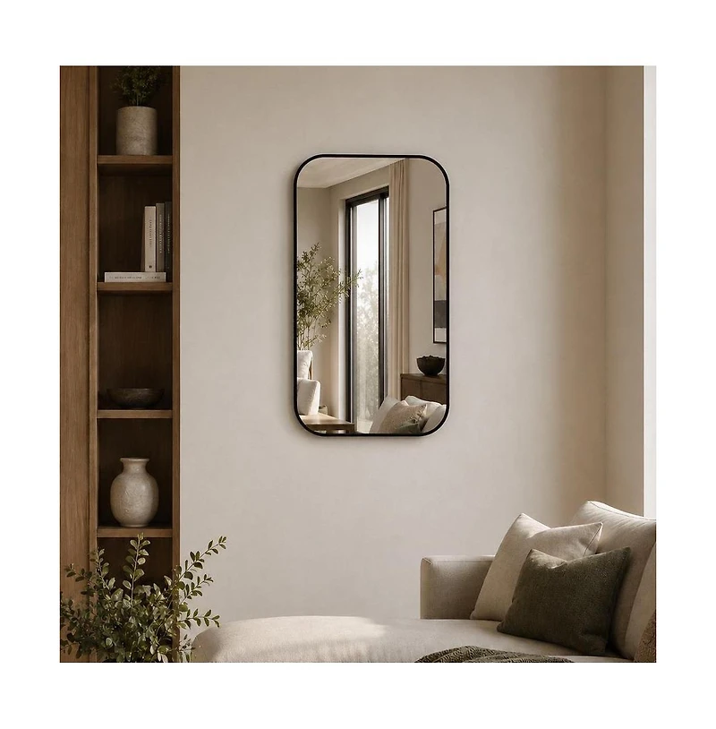 Phying 24 x 36 Inch Metal Framed Bathroom Mirror Rectangular Wall Mounted Vanity Mirror Modern Minimalist Sleek Framed Mirror for Bathroom Living Room