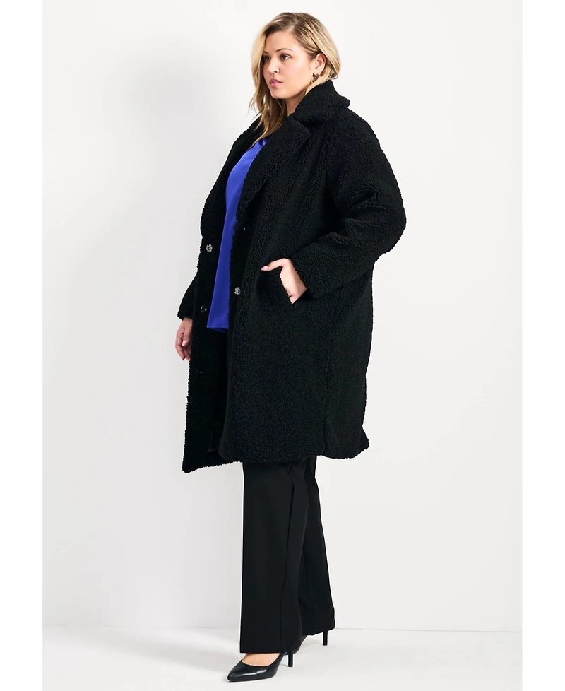 Avenue Women's Plus Teddy Longline Coat