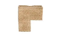 Storied Home Braided Bankuan and Rattan Stair Basket with Whitewash Finish and Handles, White