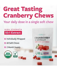 Pure Co Cranberry Soft Chews, 50:1 Cranberry Extract
