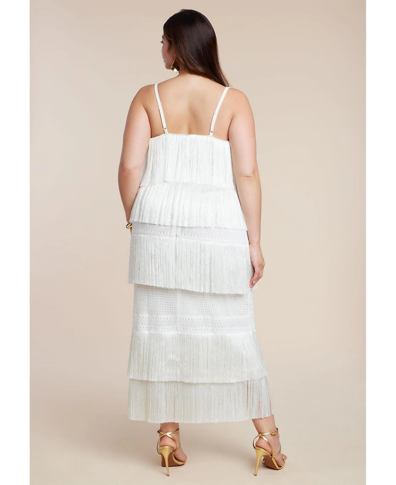 Eloquii Women's Fringe Maxi Dress