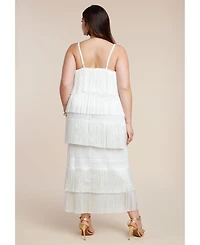 Eloquii Women's Fringe Maxi Dress