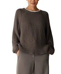 Eileen Fisher Women's Boxy-Fit Long-Sleeve Crewneck Sweater