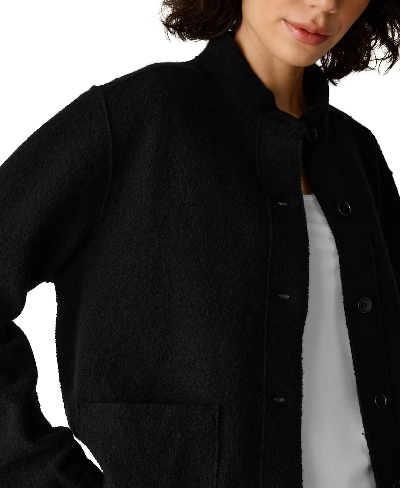Eileen Fisher Women's Stand Collar Boiled Wool Short Jacket
