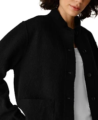 Eileen Fisher Women's Stand Collar Boiled Wool Short Jacket
