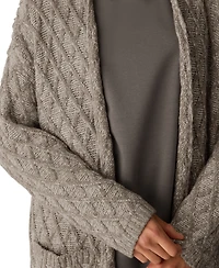 Eileen Fisher Women's Peruvian Cotton-Blend Boucle Fluff Long Cardigan Long-Sleeve High-Collar