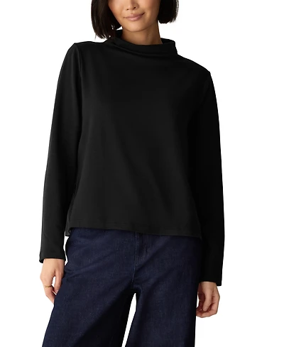 Eileen Fisher Women's Brushed-Fleecy Funnel Neck Long-Sleeve Top