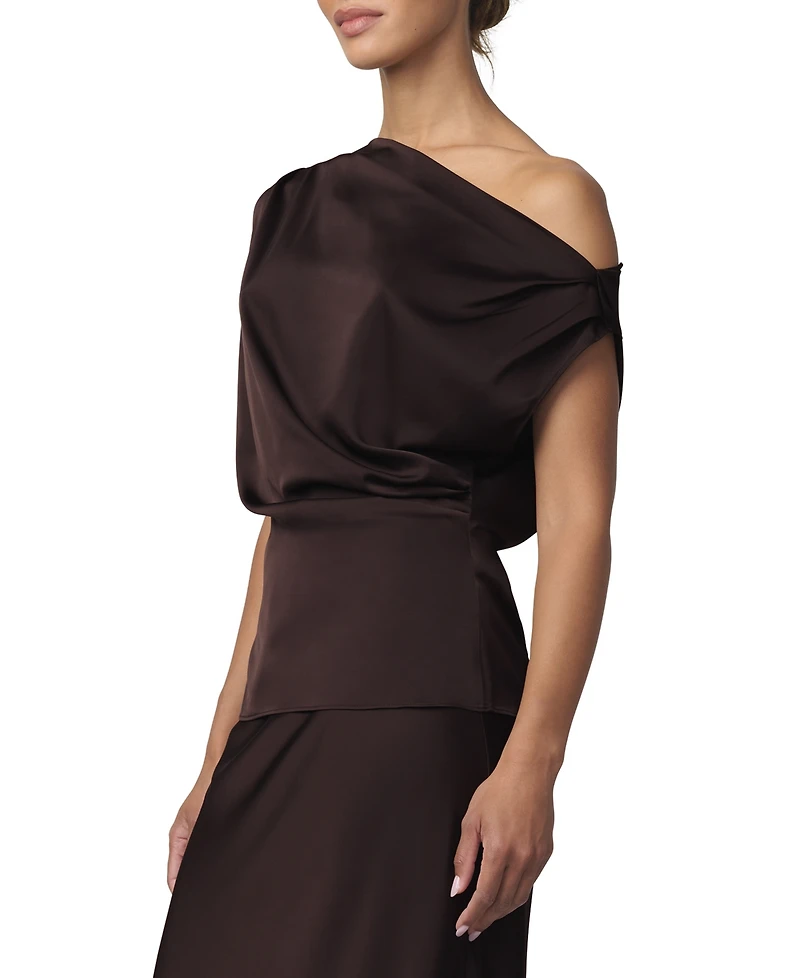 Joe's Jeans Women's Isla Asymmetrical Satin Drape Neck Blouse