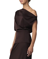 Joe's Jeans Women's Isla Asymmetrical Satin Drape Neck Blouse