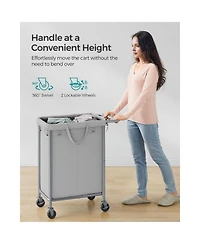 Slickblue Laundry Basket with Wheels, Rolling Laundry Hamper, emovable Liner, Steel Frame with Handle, Blanket Storage