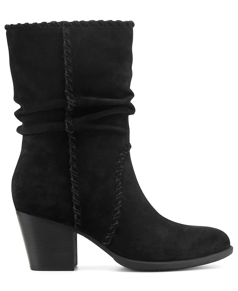 Earth Women's Venla Suede Slouch Whipstitch Block Heel Boots