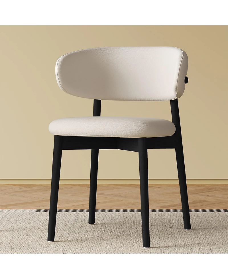 Flynama Set of 2 Wood Mid-Century Dining Chairs, Minimalist Solid Wood Armless Side Chairs