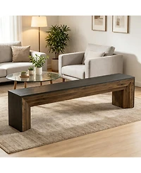 Slickblue Modern Rustic Entryway Bench with Brown Wood Finish and Black Edges