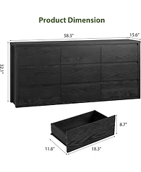 gaomon 9-Drawer Wood Dresser, Wide Modern Chest of Drawers, Storage Organizer for Bedroom, Living Room