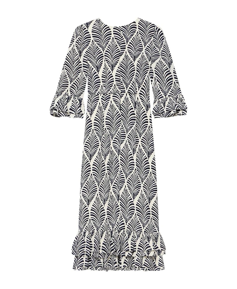 Mint Velvet Women's Printed Tiered-Ruffle Rayon Midi Dress