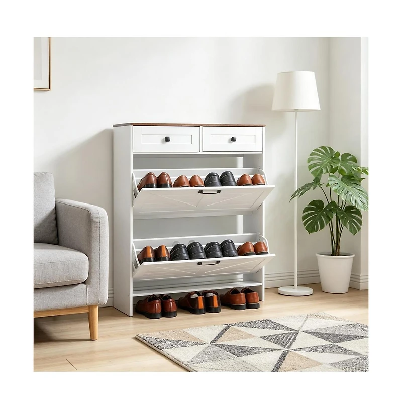 Slickblue Entryway Shoe Storage Cabinet with Hidden Shoe Organizer