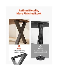 Sugift 29.5 Inch X-Frame Steel Table Legs 31.1 Inch Wide 2204 Lbs Load Capacity Set of 2