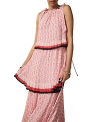 Mint Velvet Women's Printed Halter Tiered Midi Dress