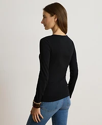 Lauren Ralph Cotton-Blend Long-Sleeve Top