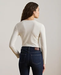 Lauren Ralph Cotton-Blend Long-Sleeve Top