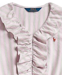 Polo Ralph Lauren Girls' 7-16 Striped Ruffled Cotton Oxford Dress