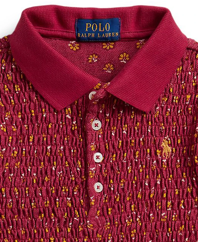 Polo Ralph Lauren Girls' 2T-6X Floral Smocked Stretch Mesh Dress