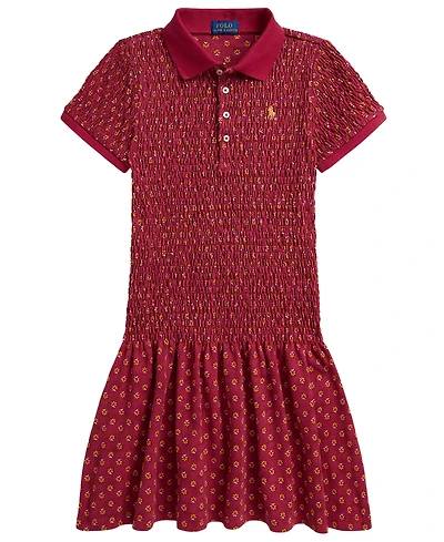 Polo Ralph Lauren Girls' 7-16 Floral Smocked Stretch Mesh Dress