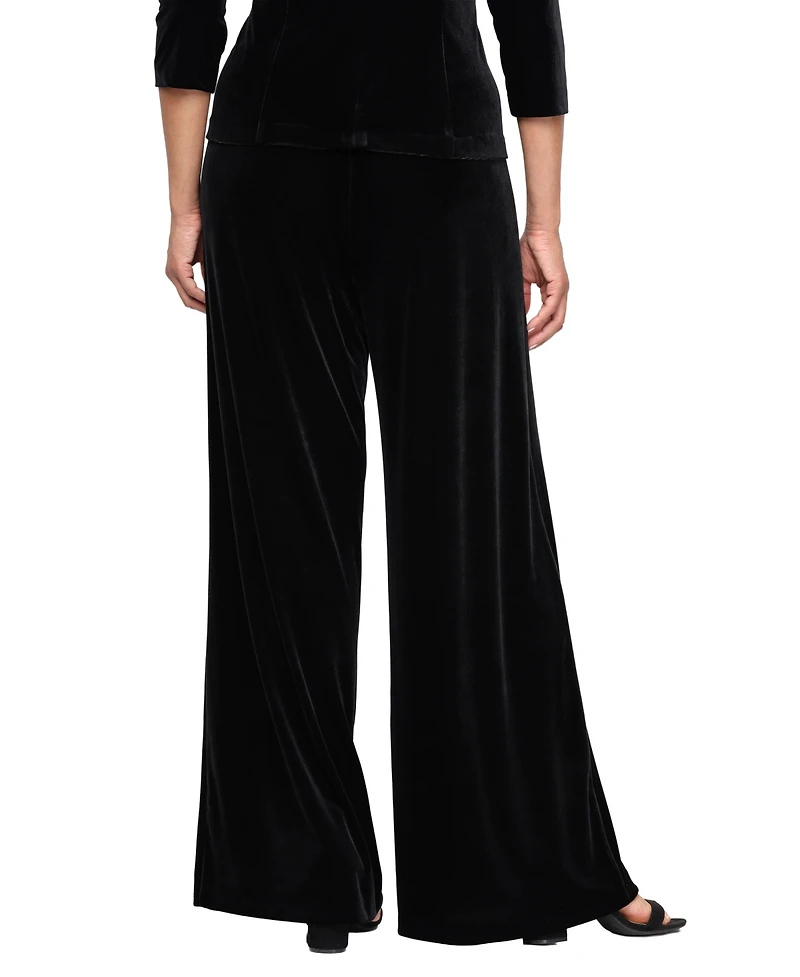 Alex Evenings Women's Palazzo Wide-Leg Velvet Pants