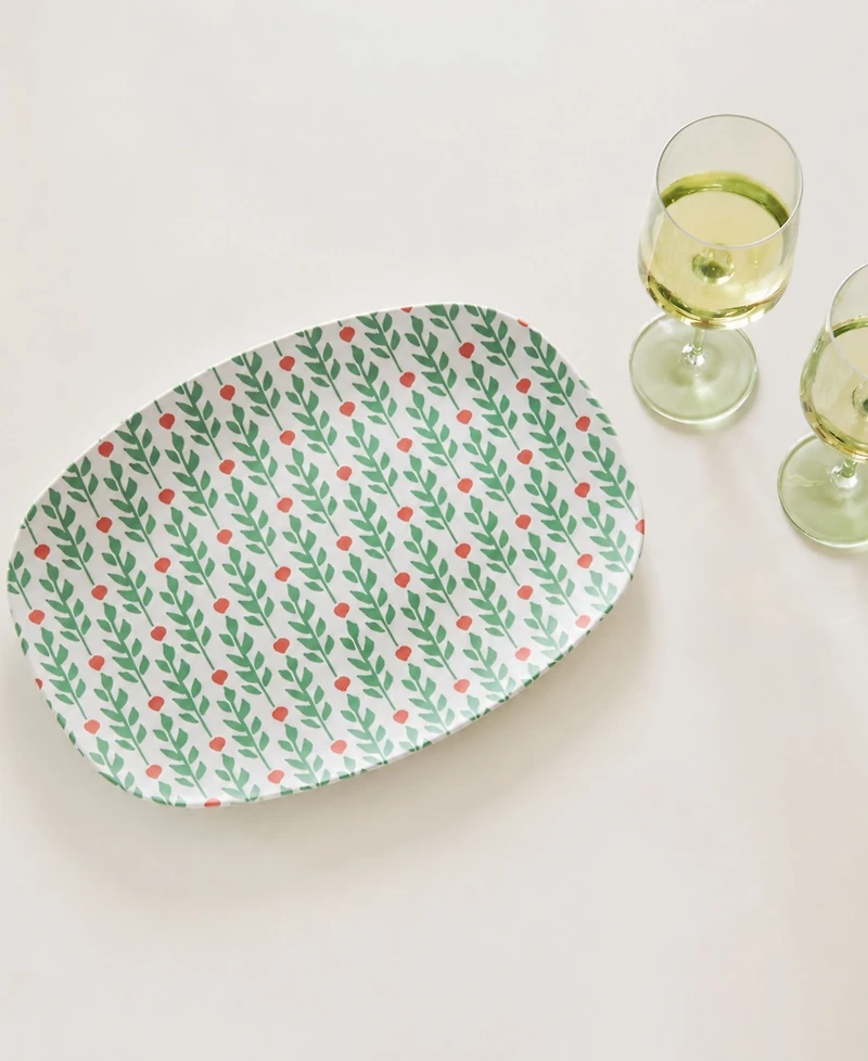 Mariposa Holly Berries Resin Serving Platter