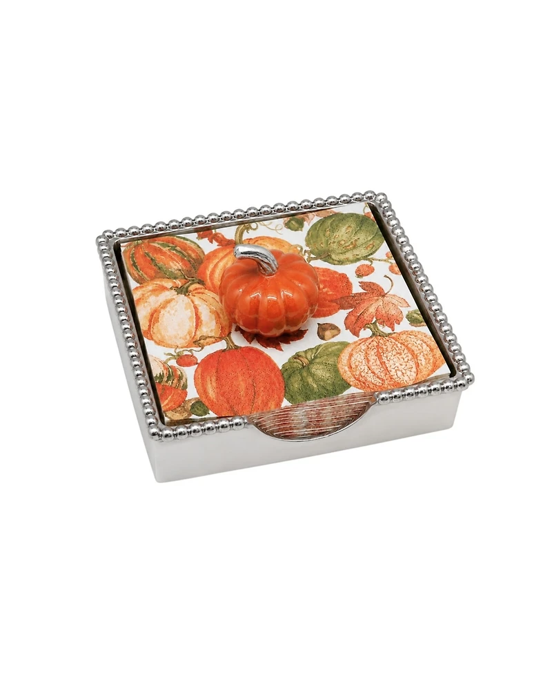 Mariposa Orange Pumpkin Beaded Aluminum Napkin Box Set