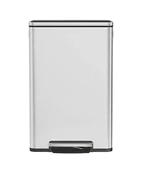 SongmicsHome 50L Rubbish Bin, Stainless Steel Pedal Bin with Removable Inner Bucket, Soft Close Lid, for Kitchen