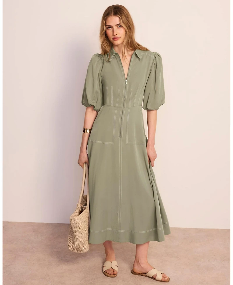 Mint Velvet Women's Utility Zip Midi Shirt Dress