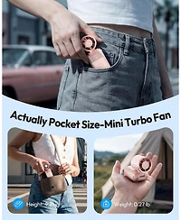 Gaiatop Mini Portable Handheld Fan, 6-Speed Turbo Cooling, Max 15 Hrs Rechargeable Personal Pocket Fan, 3-in-1 Foldable Small Hand Fans for Outdoor