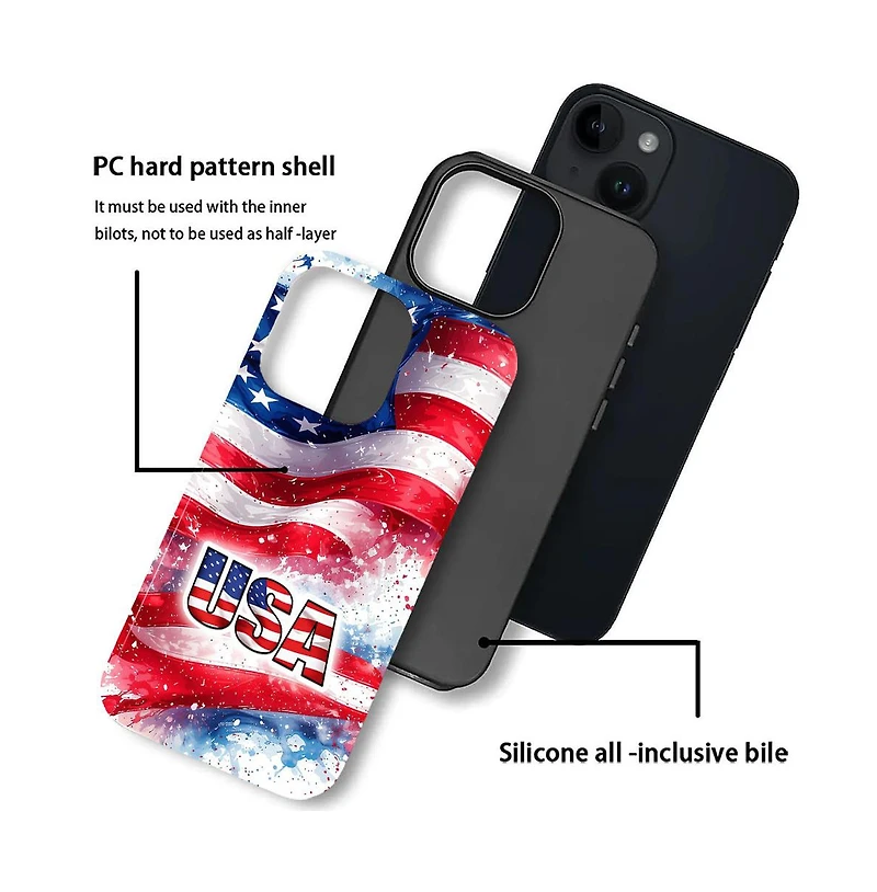 Lisen 2-Layer Durable Phone Case Compatible with Apple iPhone 17 Pro Max, Usa Pride