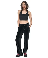 Dkny Sport Women's Mid-Rise Velour Wide-Leg Track Pants