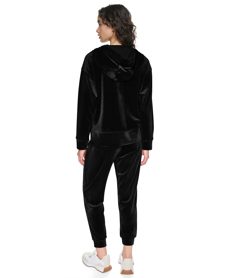 Dkny Sport Women's Velour High-Low Hem Zip Hoodie