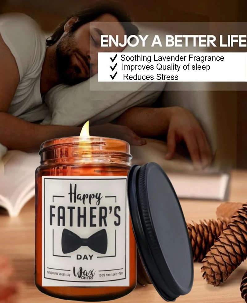 Lovery Happy Father's Day Candle Lavender Scented Soy Wax, 10oz