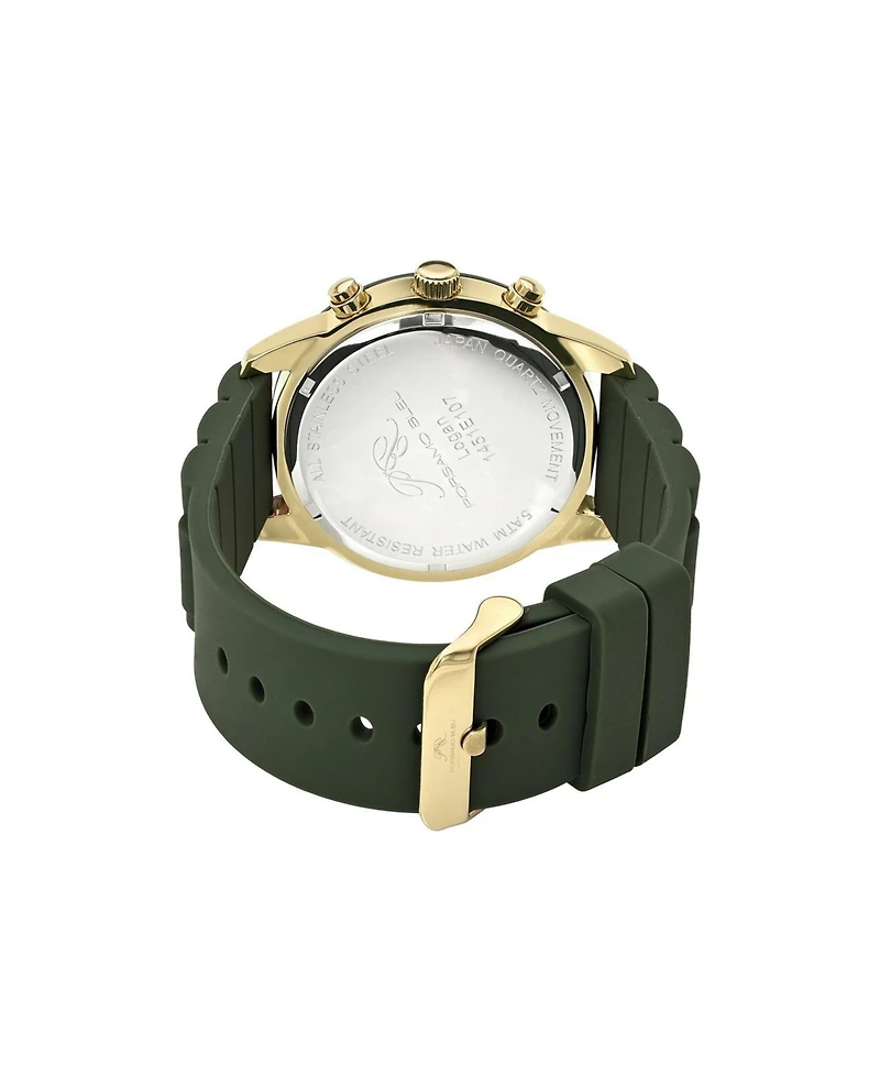 Porsamo Bleu Men's Logan Chronograph Green Silicone Strap Gold Tone Watch 44 mm