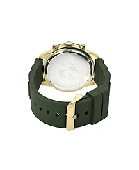 Porsamo Bleu Men's Logan Chronograph Green Silicone Strap Gold Tone Watch 44 mm
