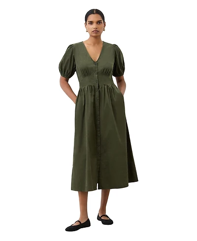 Finery London Women's Arlow Short Sleeve V-Neck Midi Tea Dress