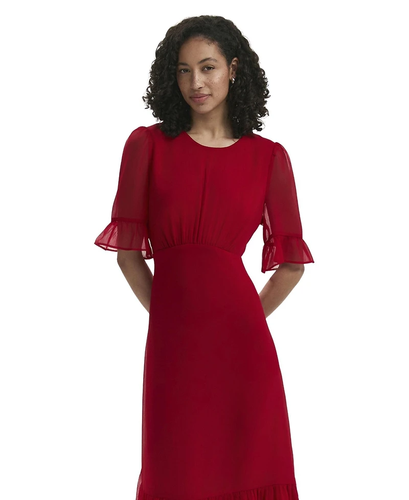 Finery London Women's Jennifer Short Sleeve Chiffon Midi Dress